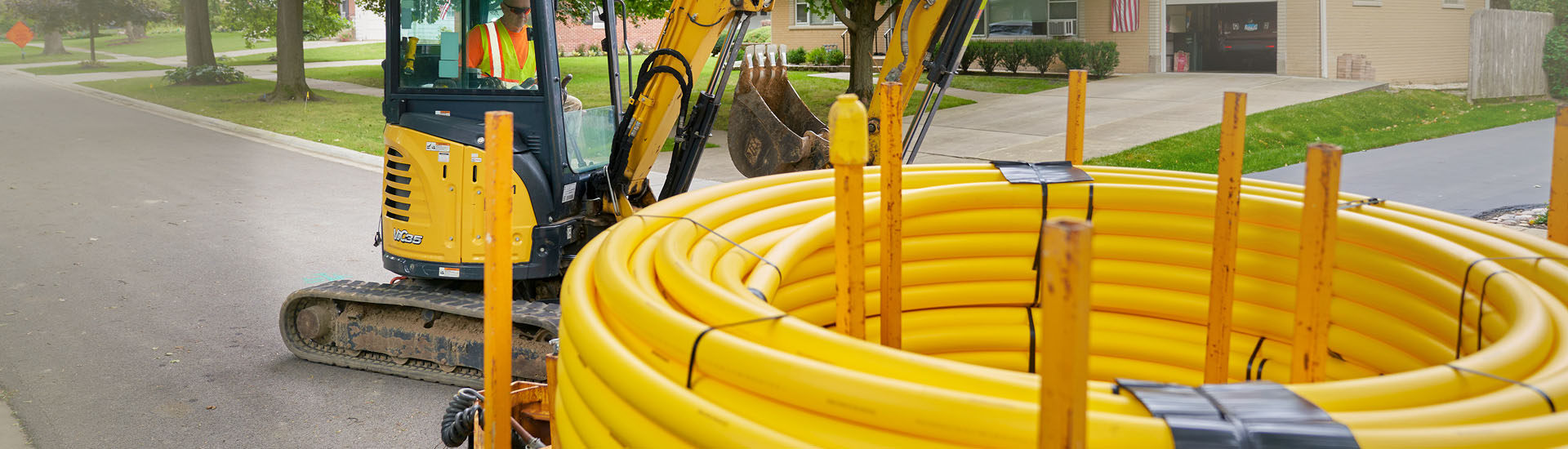 natural gas yellow tubes tractor