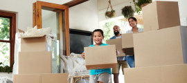 family moving boxes