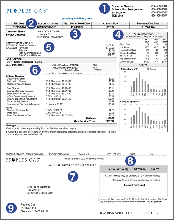 Peoples Gas sample bill