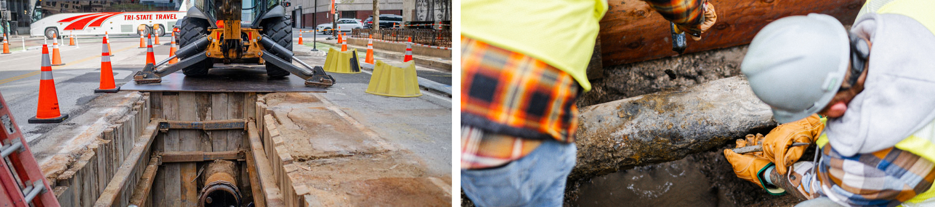 natural gas construction on city street